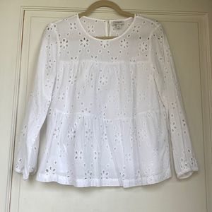 Tiered Cotton Eyelet Blouse By J Crew
